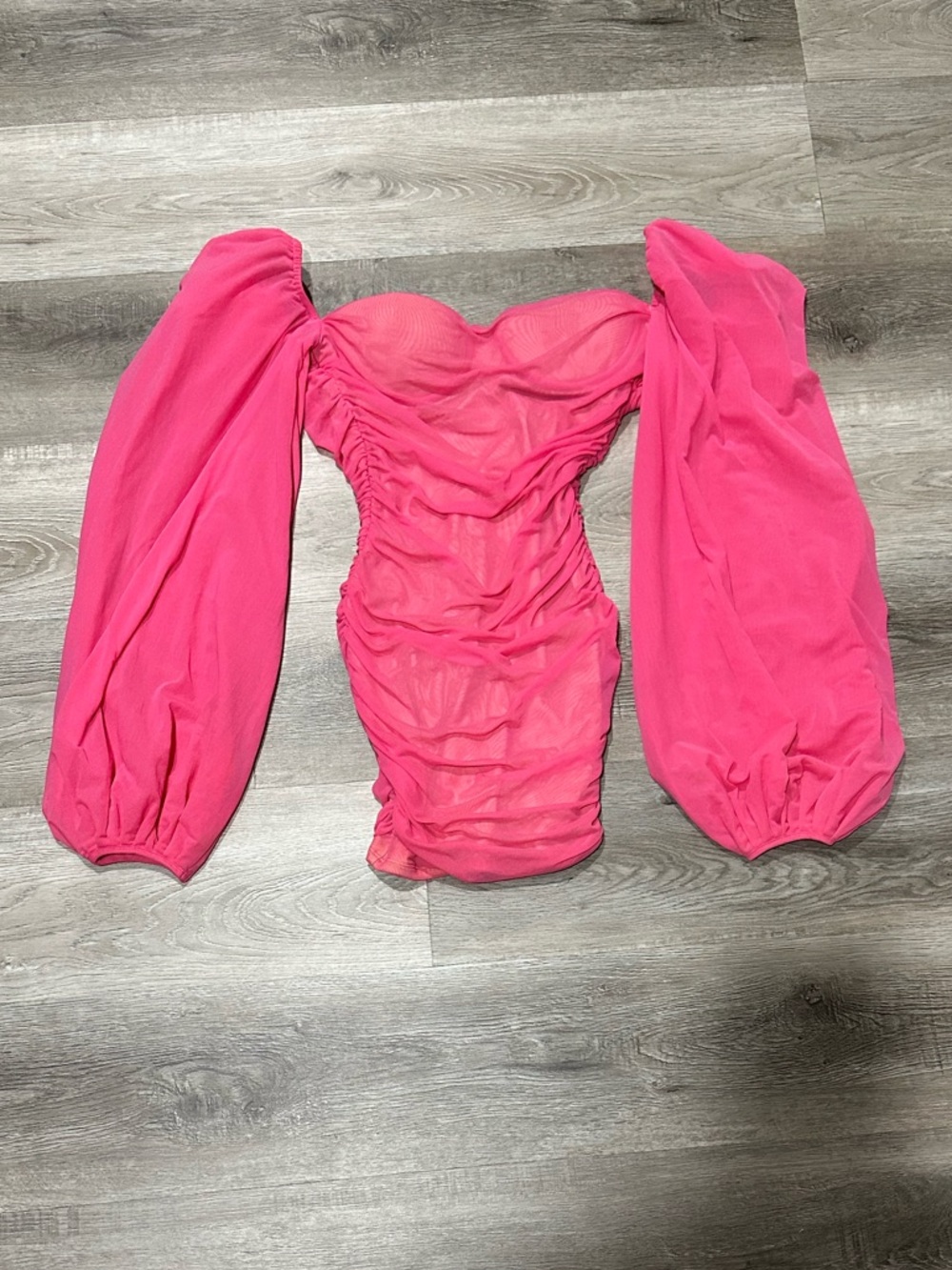 Oh Polly Hot Pink Puff Sleeve Mini Dress